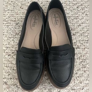 Clarks black loafers